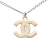 Chanel Silver Plated Textured CC Pendant Necklace Secondhand