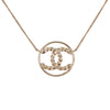 Chanel CC Gold Plated Strass Round Pendant Necklace Secondhand