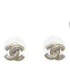 Secondhand Chanel CC Plated Brass Strass Push Back Earrings