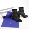 AQUAZZURA Heeled Velvet Ankle Sock Boots Tonal Baroque Tapestry in Black, Size 35.5 EU Secondhand