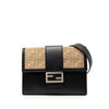 Fendi Calfskin and Canvas FF 1974 Flat Baguette Crossbody Secondhand