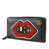 Secondhand Gucci GG Marmont Pebbled Calfskin Embroidered Blind For Love Zip Around Wallet