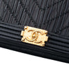 Chanel Pleated Crumpled Chevron Calfskin Le Boy Wallet On Chain Secondhand