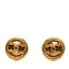 Chanel CC Gold Plated Round Clip On Earrings Secondhand