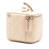 Secondhand Chanel Mini Quilted Iridescent Caviar Pearl On Top Vanity Case With Chain