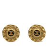 Secondhand Chanel CC Gold Plated Enamel Round Clip On Earrings