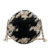 Chanel CC Quilted Tweed and Shearling Round Clutch With Chain Secondhand