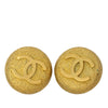 Chanel CC Gold Plated Textured Round Clip On Earrings Secondhand