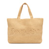 Secondhand Saint Laurent Raffia Embroidered Logo Tote