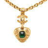 Chanel Gold Plated Gripoix CC Heart Pendant Necklace Secondhand