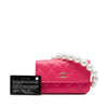 Secondhand Chanel Quilted Lambskin Maxi Pearls Clutch With Chain