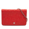 Chanel CC Embossed Lambskin Camellia Wallet On Chain Secondhand