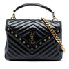 Saint Laurent Medium Chevron Studded Calfskin Monogram College Satchel Secondhand