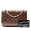 Chanel CC Quilted Striated Metallic Patent Wallet on Chain Secondhand