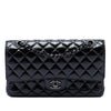 Chanel Medium Classic Shiny Crumpled Calfskin So Black Double Flap Secondhand