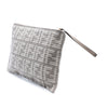 Fendi Large Woven Fabric and Calfskin FF Flat Pouch Secondhand