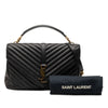 Secondhand Saint Laurent Large Chevron Sheepskin Monogram College Satchel