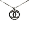 Chanel CC Ruthenium Plated Strass Pendant Necklace Secondhand