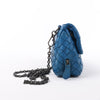 Secondhand BOTTEGA VENETA Intrecciato Leather Chain Crossbody Bag in Blue