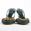 Bottega Veneta Leather Heel Sandals in Green, Size 38 EU Secondhand