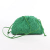 Bottega Veneta The Pouch Mini Raffia x Leather Crossbody bag in Green Secondhand