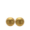 Chanel CC Gold Plated Round Clip On Earrings Secondhand