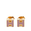 Secondhand Hermès Gold Plated Enamel Cage dH Cube Push Back Earrings