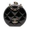 Chanel Quilted Patent Round Mirror Chain Necklace Secondhand