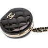 Chanel Quilted Patent Round Mirror Chain Necklace Secondhand