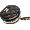 Chanel Quilted Patent Round Mirror Chain Necklace Secondhand