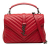 Secondhand Saint Laurent Medium Quilted Chevron Sheepskin College Satchel