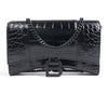 Balenciaga Hourglass Mock Croc Shoulder bag in Black Secondhand