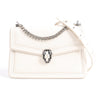 BVLGARI Serpenti Leather Chain Shoulder Bag in White Secondhand