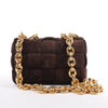 Bottega Veneta Padded Chain Cassette Maxi Intrecciato Suede Shoulder Bag in Brown Secondhand