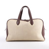 HERMES Victoria 43 Taurillon x Toile Travel Bag in Brown x Beige Secondhand