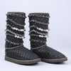 Philipp Plein Leather Ankle Boots Silver Metal Accessories with Skull Chains, Size 37 EU Secondhand