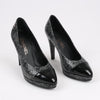Chanel Coco Mark Leather Heels Black × Silver G29571, Size 36 EU Secondhand