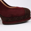 Chanel Burgundy/Brown Suede CC Cap Toe Platform Heel Pumps, Size 40.5 EU Secondhand