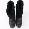 Dior Black Leather Cannage Ice Fur Cuffed Boots, Size 40 EU Secondhand