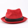 Hermes Corduroy Fedora Hat in Red Secondhand