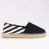 OFF-WHITE Stripes Flat Espadrillas in Black and White Diagonals, Size 37 EU Secondhand