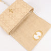 Dior Caro Raffia x Leather Medium Shoulder Bag in Beige Secondhand