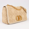 Dior Caro Raffia x Leather Medium Shoulder Bag in Beige Secondhand