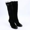 Chanel Coco Mark Velour Long Boots in Black, Size 37.5 EU (Marketplaces) Secondhand
