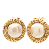 Chanel Gold Plated Faux Pearl Logo Clip On Earrings Secondhand
