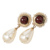 Chanel Gold Plated Faux Pearl Drop Clip On Earrings Secondhand