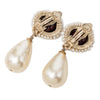 Chanel Gold Plated Faux Pearl Drop Clip On Earrings Secondhand