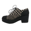 CHANEL Coco Tweed Felt Mark Leather x Fabric Boots G31378 in Black x Beige, Size 37 EU Secondhand