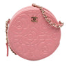 Chanel CC Embossed Caviar Camellia Round Clutch With Chain Secondhand