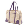 Prada Studded Leather Trimmed Canvas Front Pocket Tote Secondhand